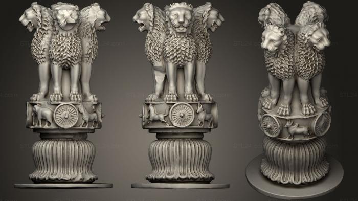 Скульптуры индийские (Индийский лев 22, STKI_0129) 3D модель для ЧПУ станка